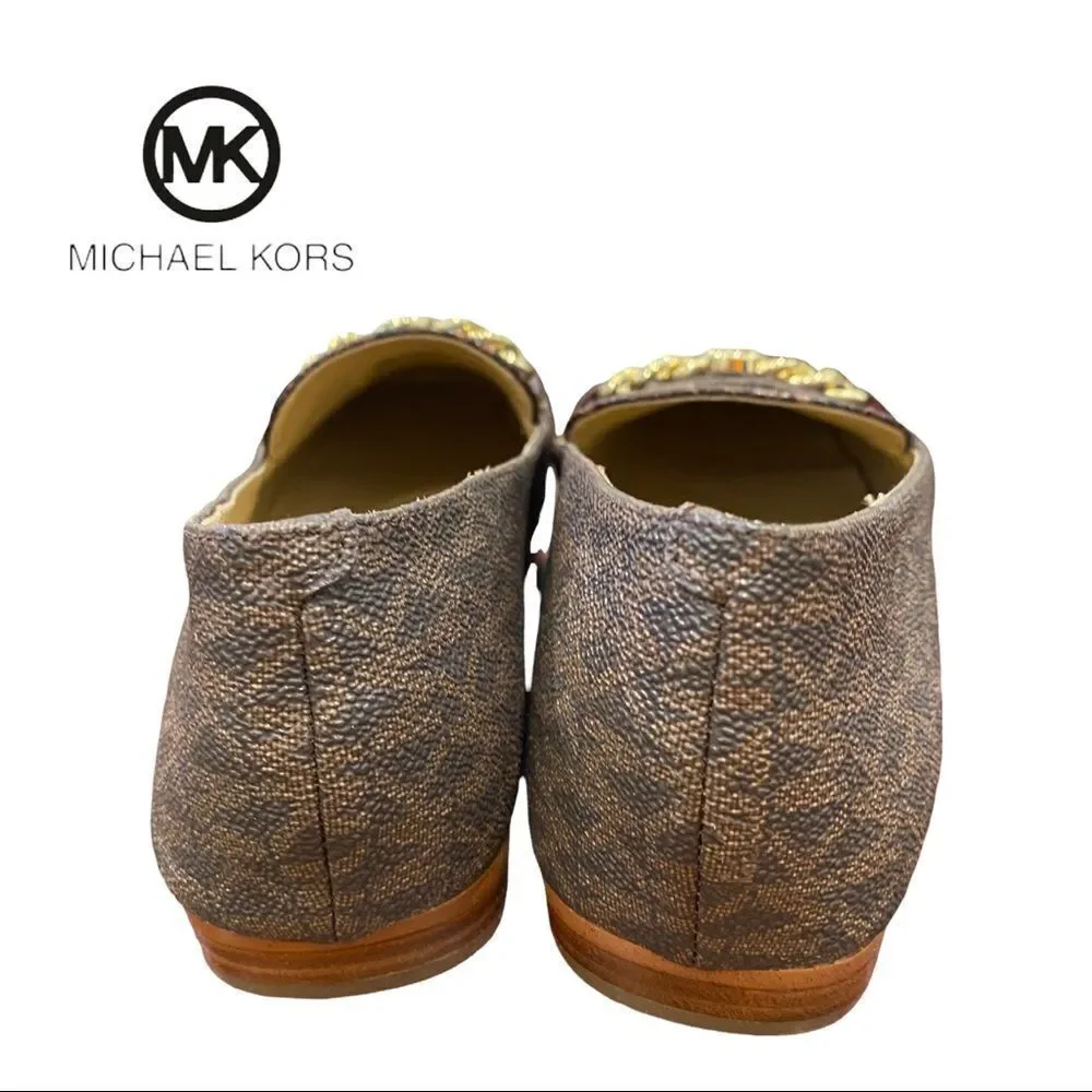 Michael Michael Kors Signature Snake Gold Chain Loafers Flats 7.5